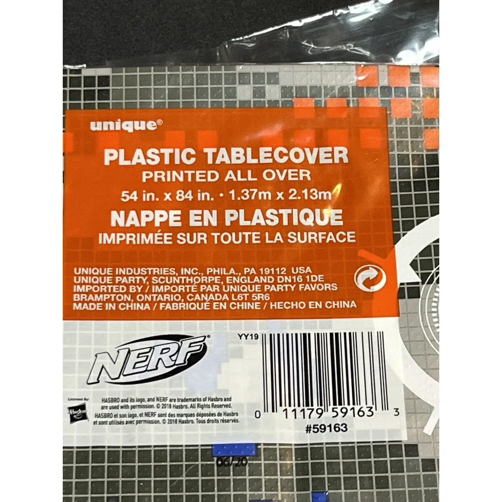 NERF Party Supplies Lot: 2 Plastic Tablecovers & 1 Pack of 4 Arm Sleeves Blaster
